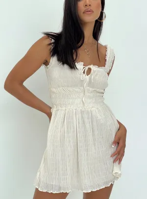 Wrinkle Free Fabric Peyton Mini Dress Cream