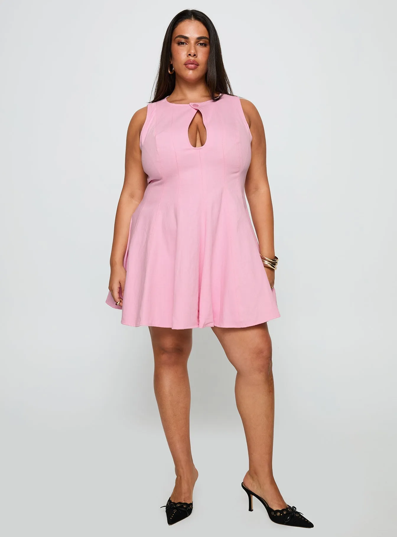 Precedence Keyhole Mini Dress Pink Curve Pop Star