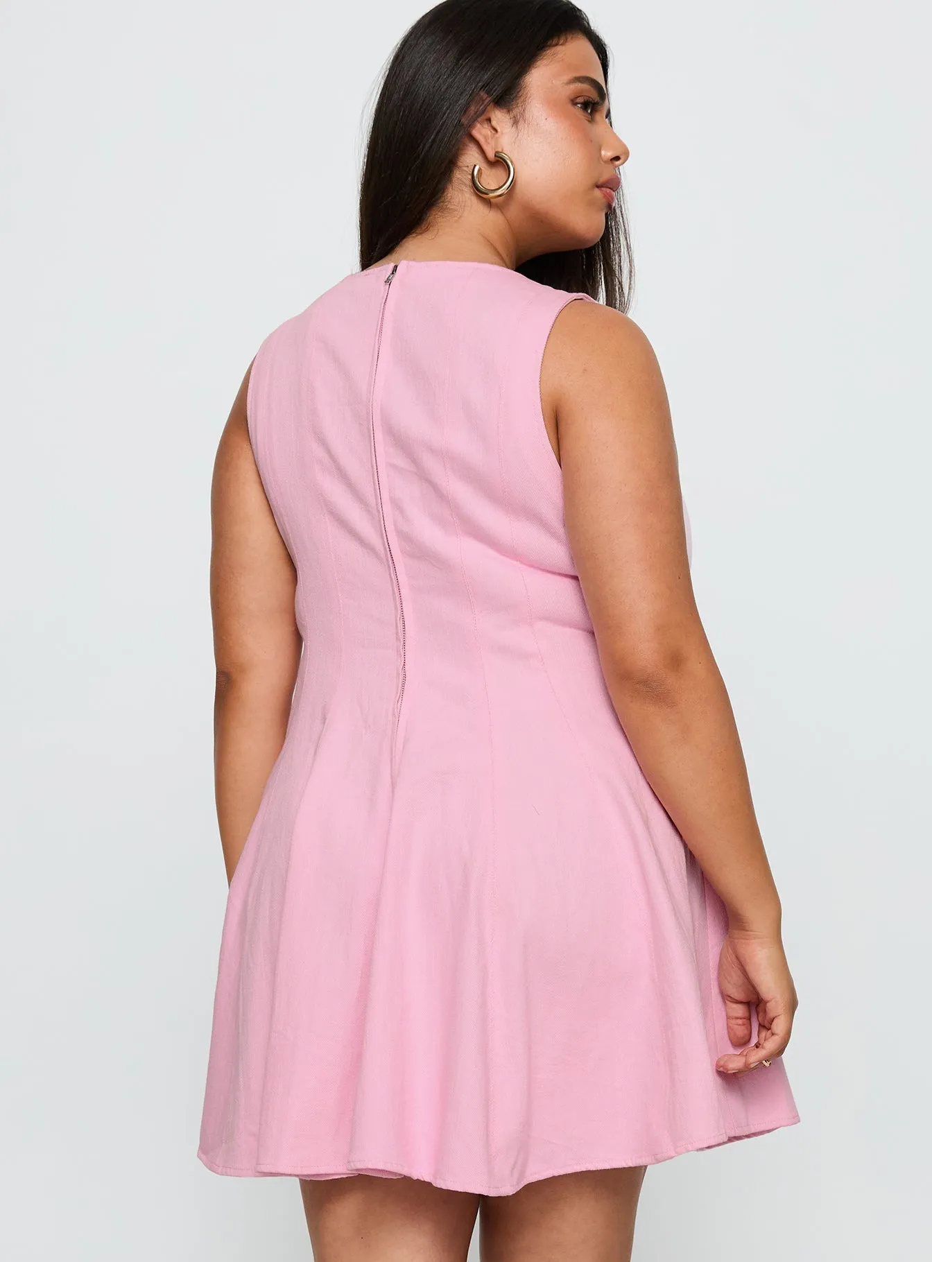 Precedence Keyhole Mini Dress Pink Curve Loud Edge Stylish simple short dress