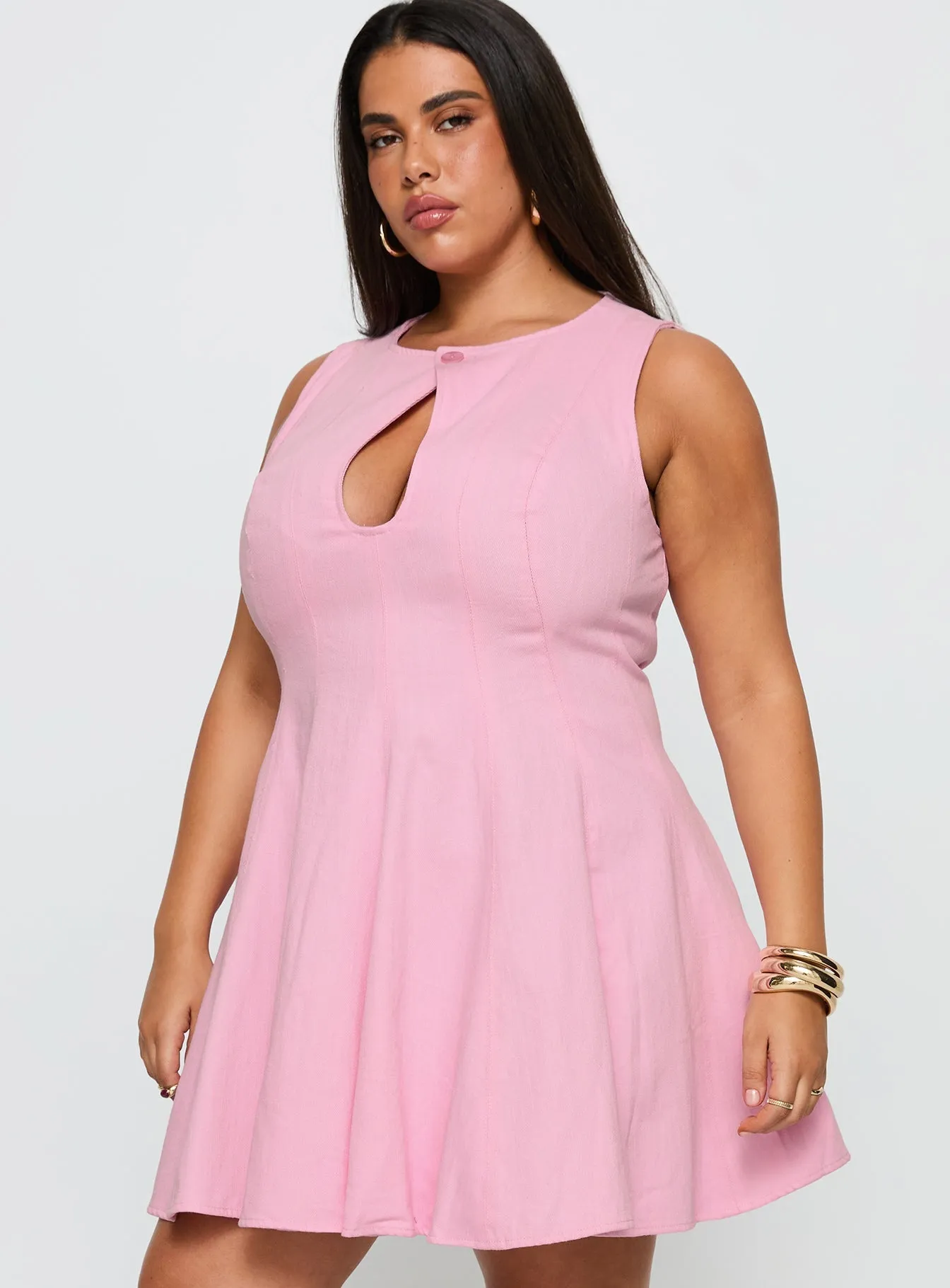 Precedence Keyhole Mini Dress Pink Curve Sustainable production Urban Soft