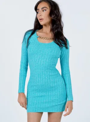 Shanti Long Sleeve Mini Dress Teal City Look Mini dress with bold colors