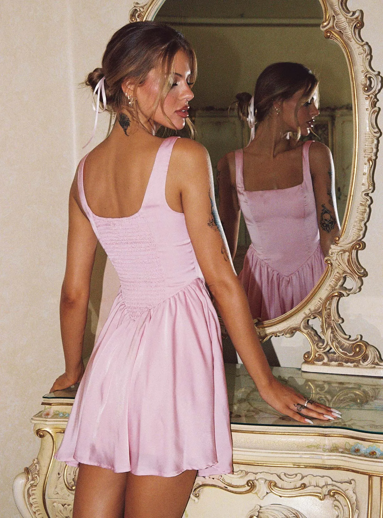 Summer Wear Comfy Fashion Straplie Mini Dress Pink
