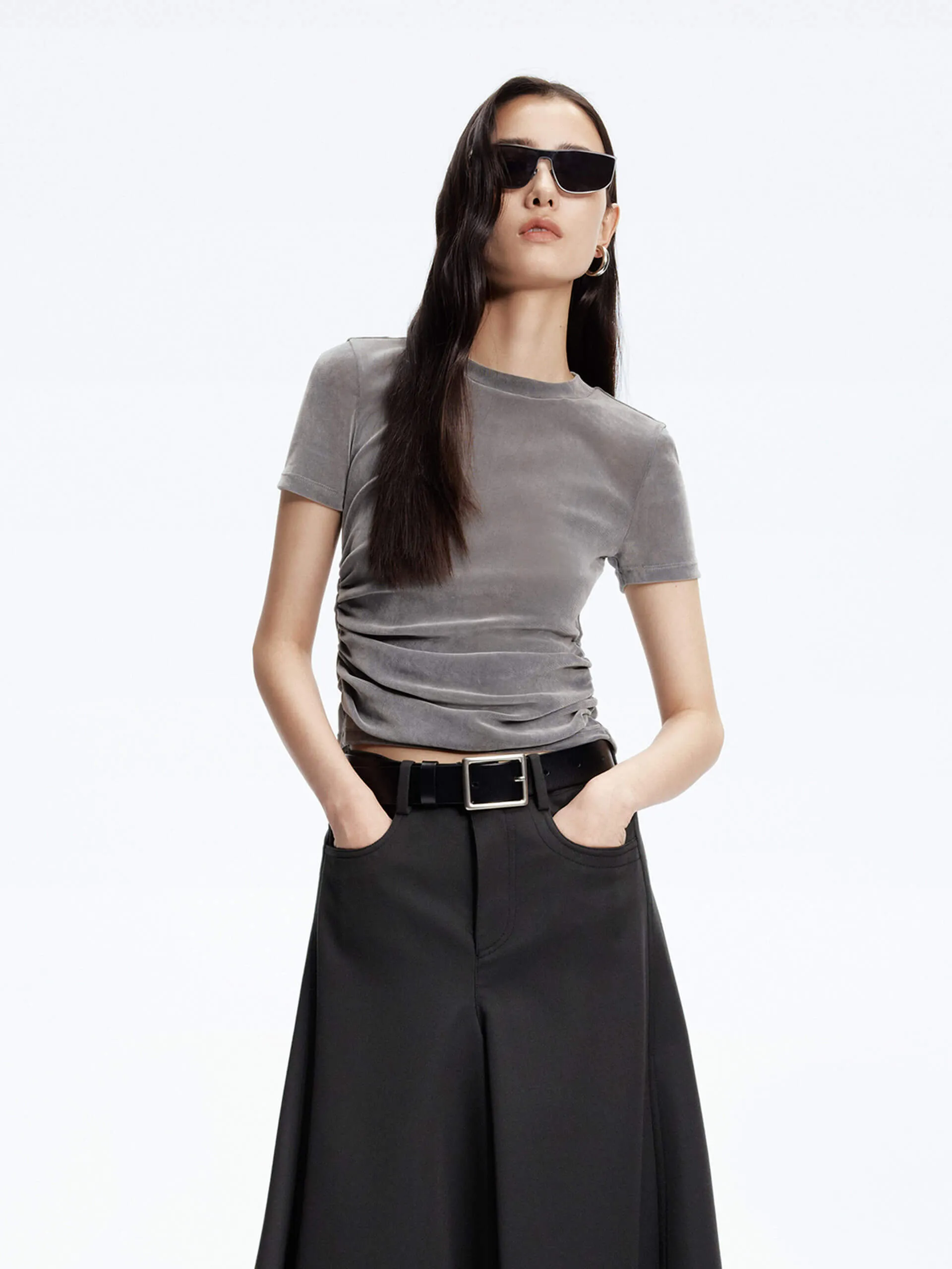 Slim Fit Pleated T-shirt City Casual