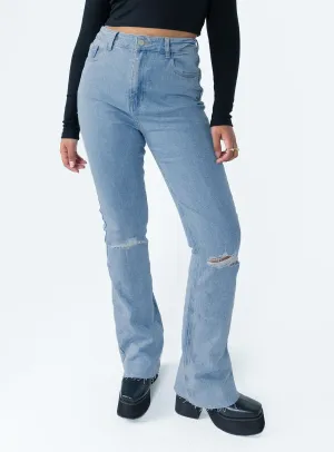 Straight Leg Mish High Rise Flare Jean Denim