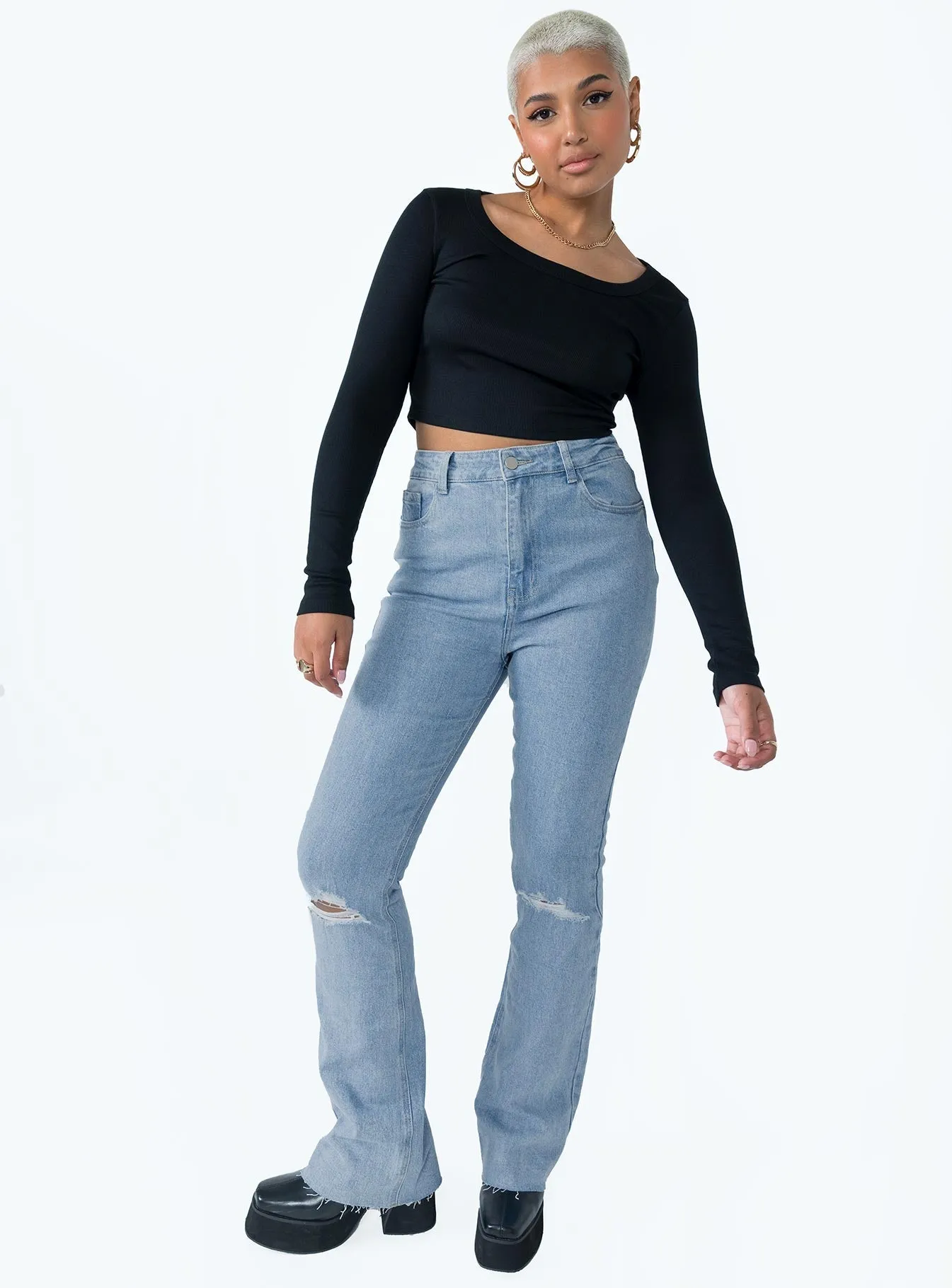 Mish High Rise Flare Jean Denim Trendy Choice