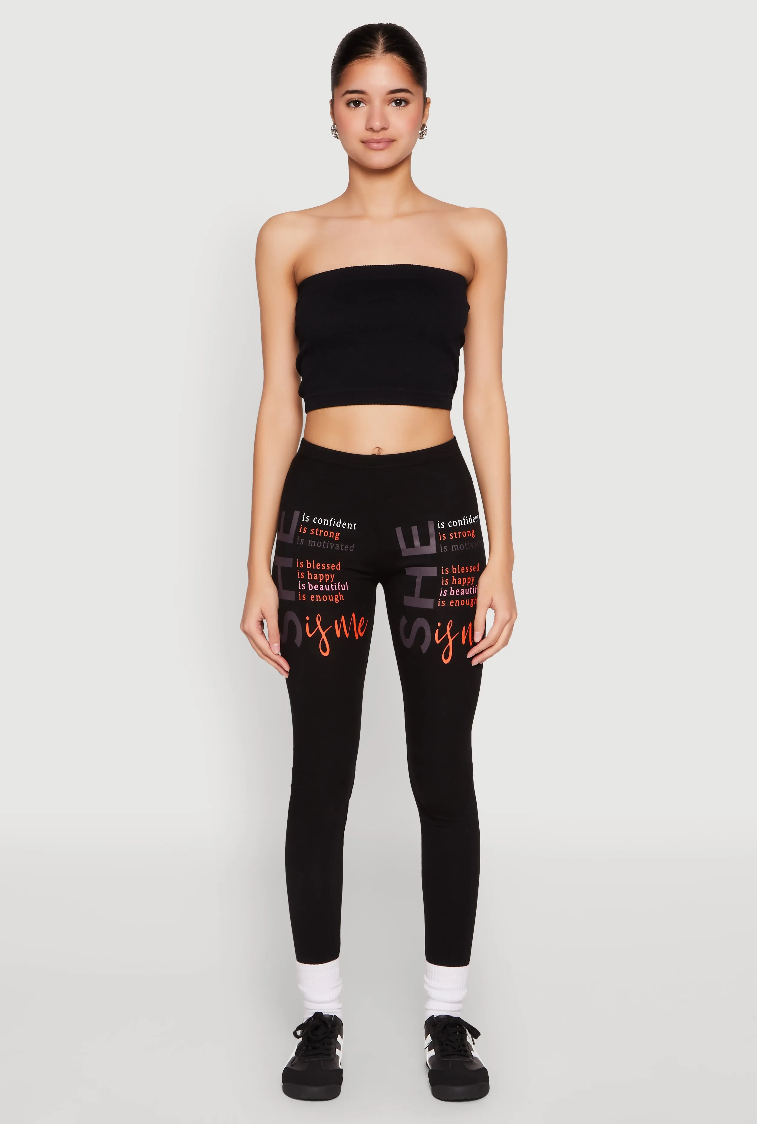 Essential Fit Holiday Outfit Eco Friendly She Is Me Graphic Leggings