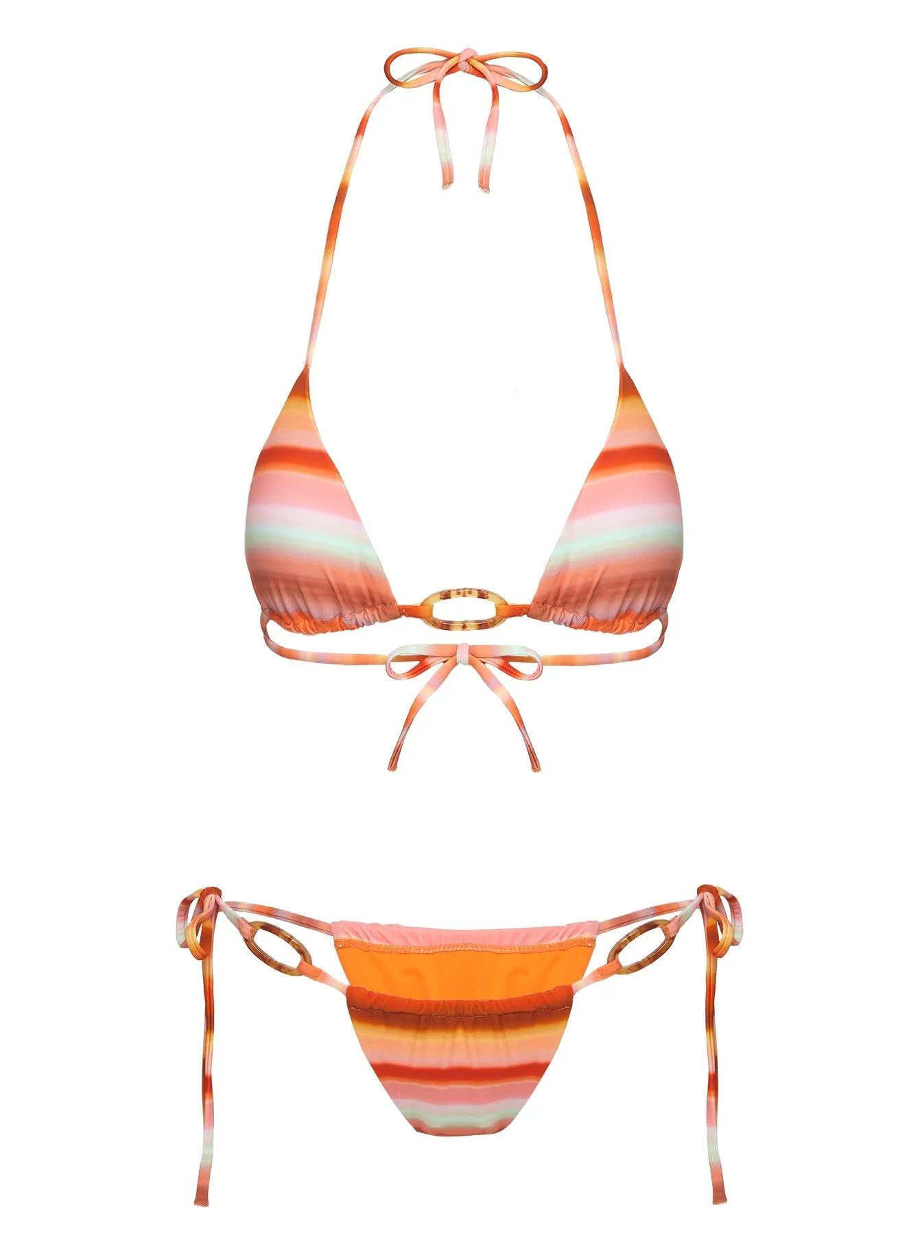 Seamless Edge Binding Intrinsic Tie Bikini Bottoms Orange Multi
