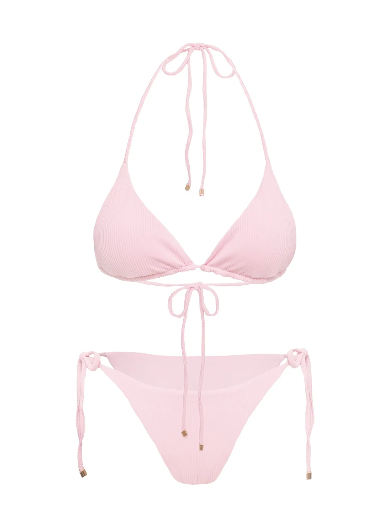 Non Irritating Tags Nevaeh Triangle Bikini Top Pale Pink