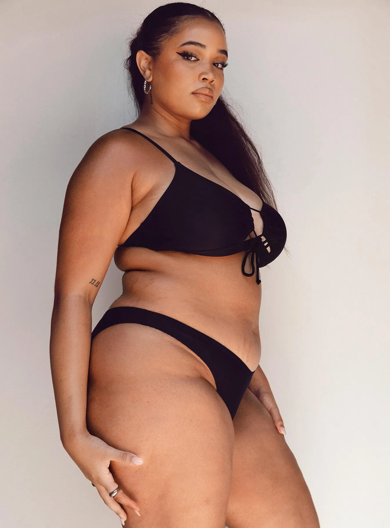 Ashley Bikini Top Black Curve Quick Pull Adjustment Tagless Design