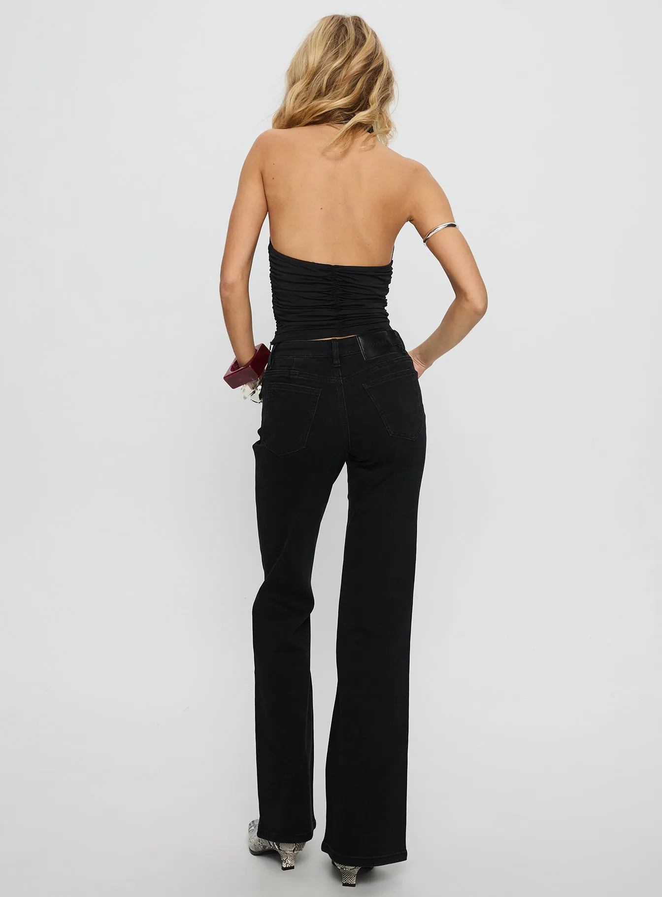 Stylish Vibes Magic Mirror Mid Rise Bootleg Jeans Washed Black