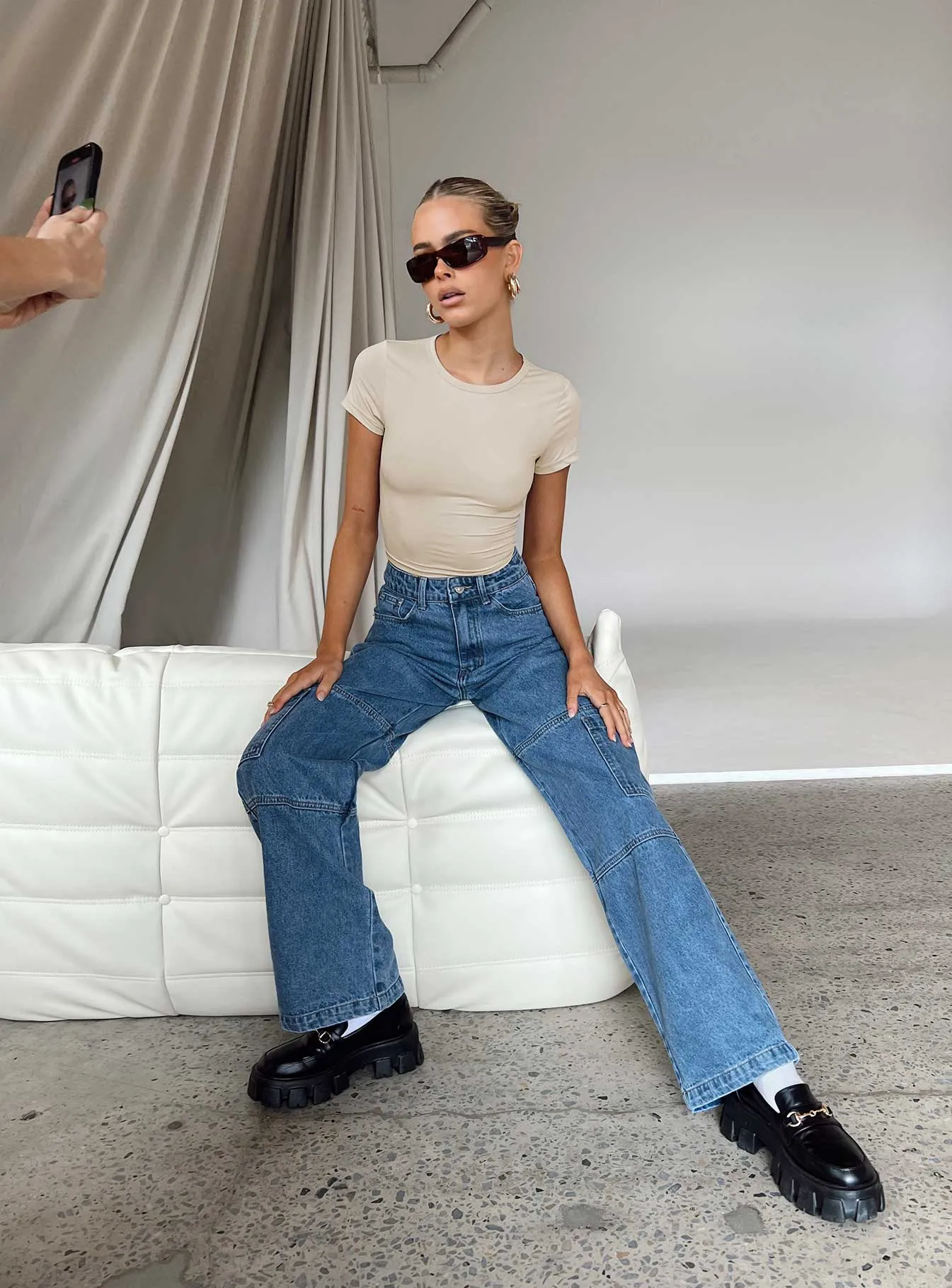Teen Outfit Eco Friendly Travel Outfit Stylish Touch Saffie Wide Leg Jeans Mid Wash Denim