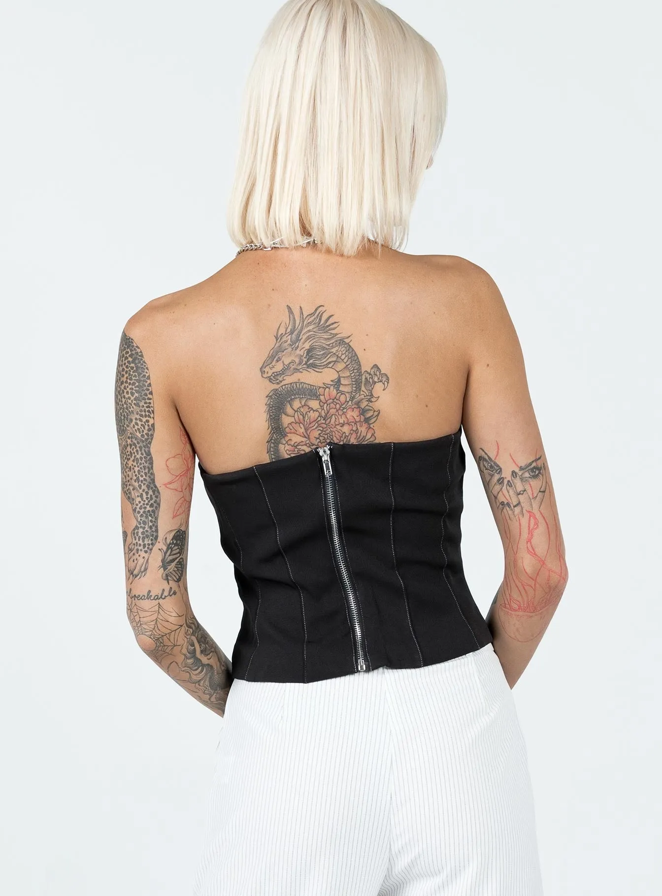 Taron Strapless Top Black High Density Knit