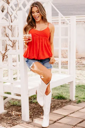 Nordic Nights Bubble Hem Tank Top (Red) Minimal Flexible suitable for drivers
