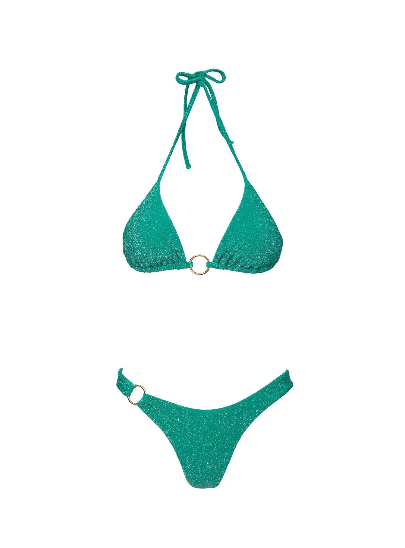 Zero Gravity Feel Comfortable Elastic Band Renee Triangle Ring Bikini Top Teal