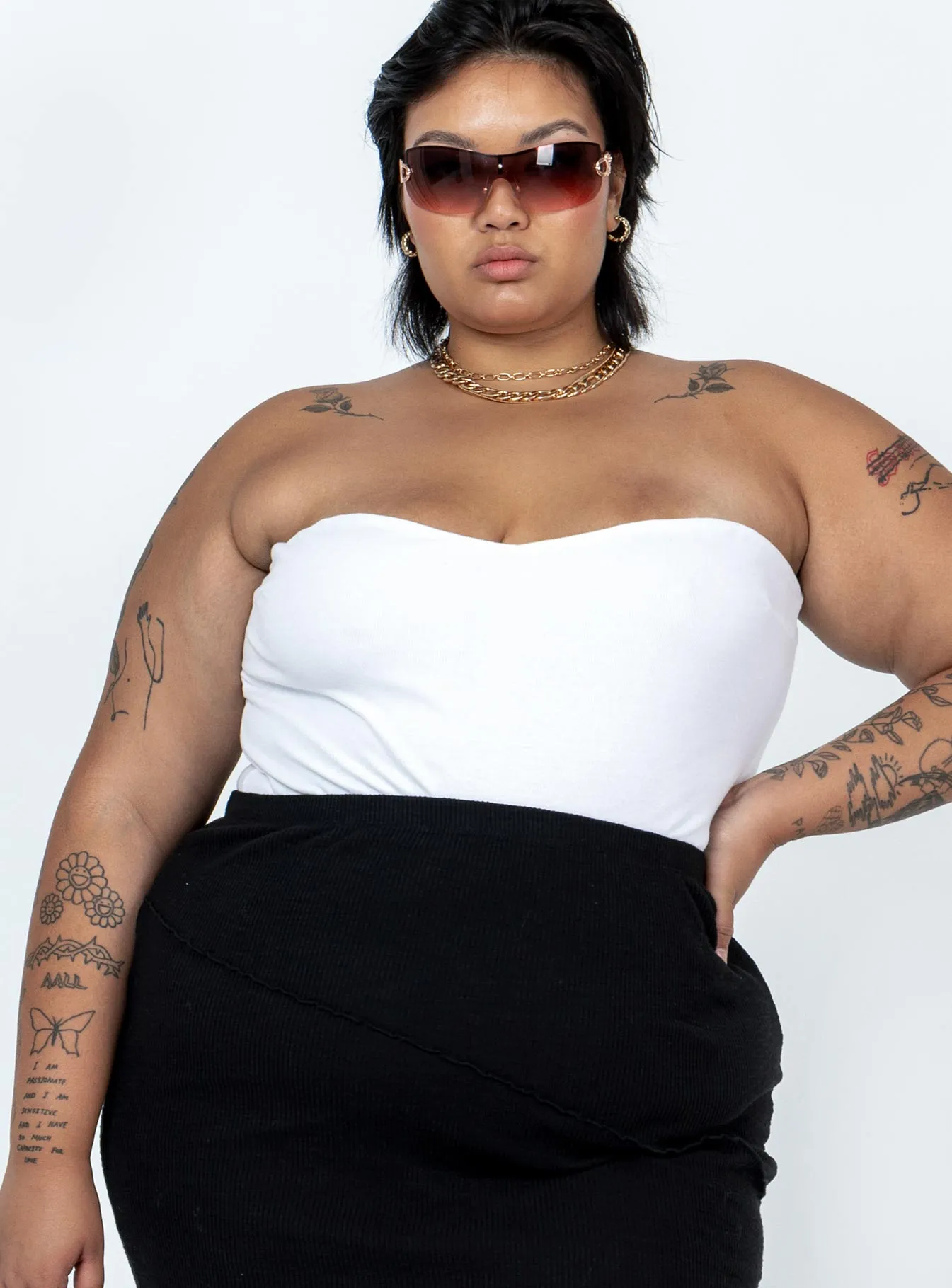Classic Vivid Sporty Dance Aston Strapless Bodysuit White Curve