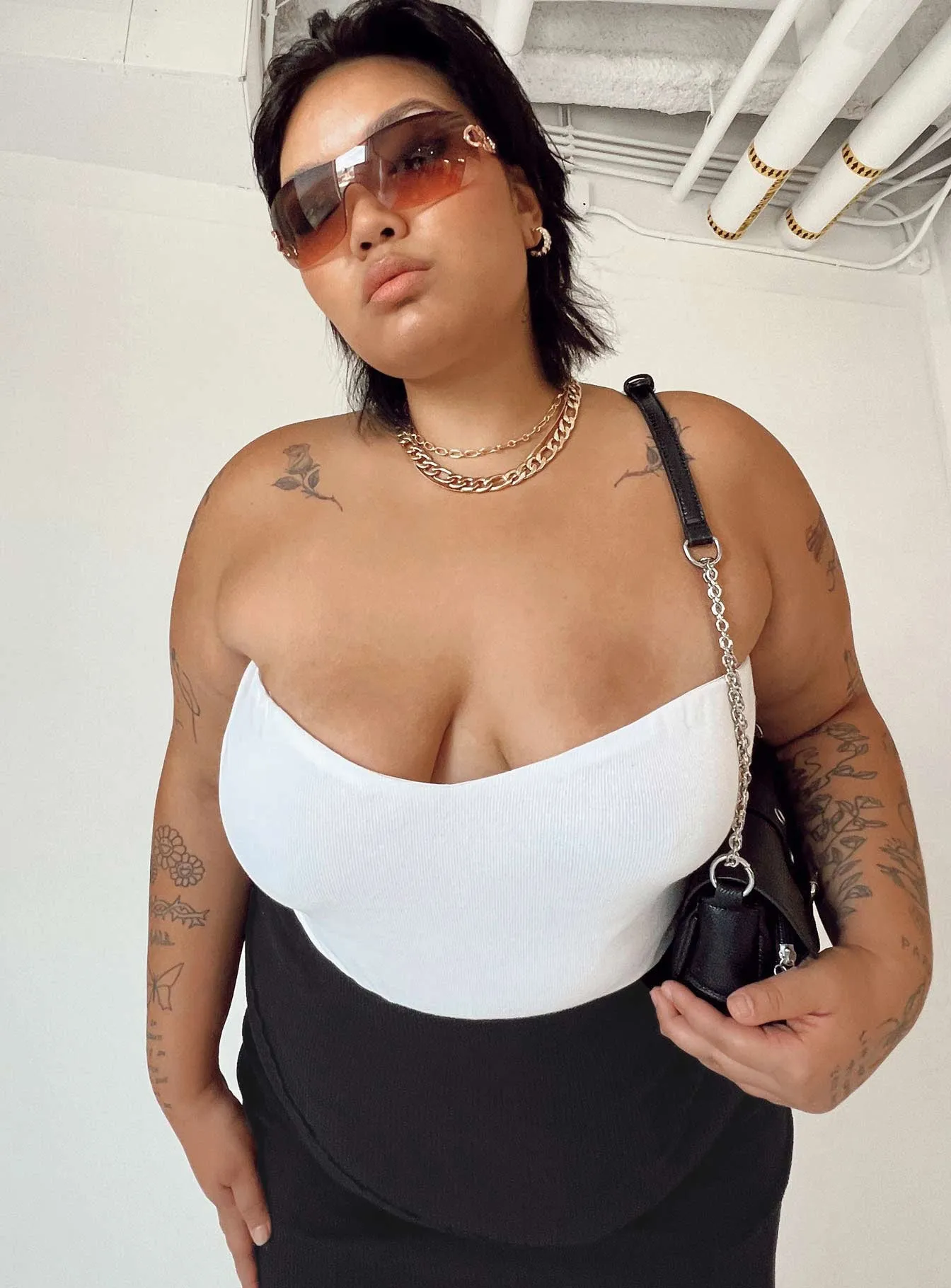 Holiday Worker Modern Athlete Aston Strapless Bodysuit White Curve