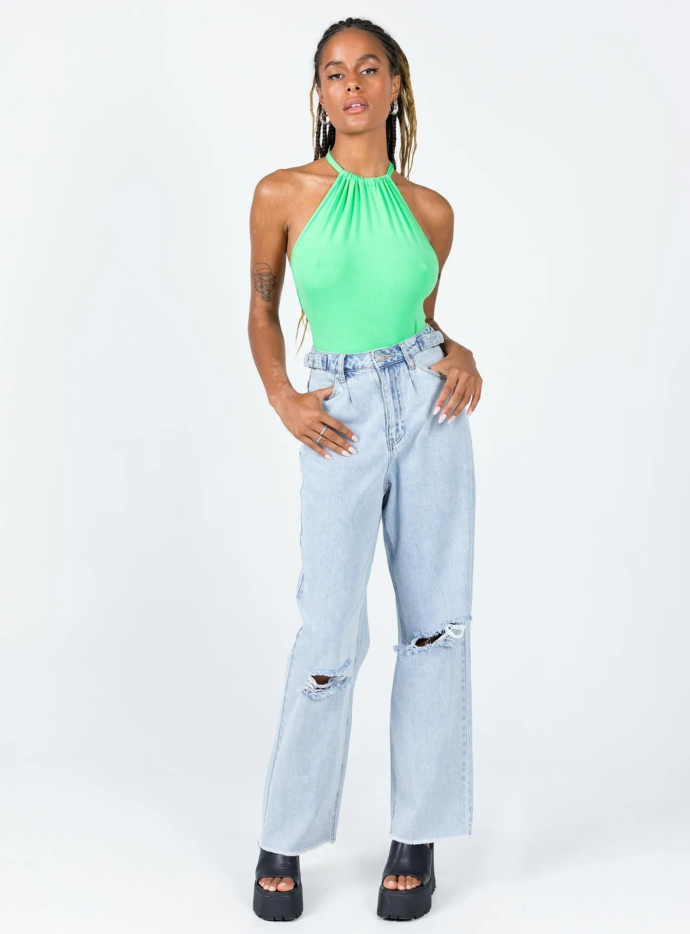 Gym Holiday Fine Casual Kaylie Bodysuit Green