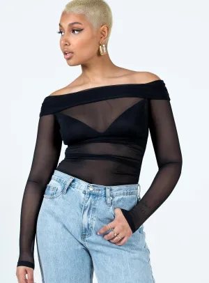 Clean Basic Home Neutral Marek Off Shoulder Bodysuit Black
