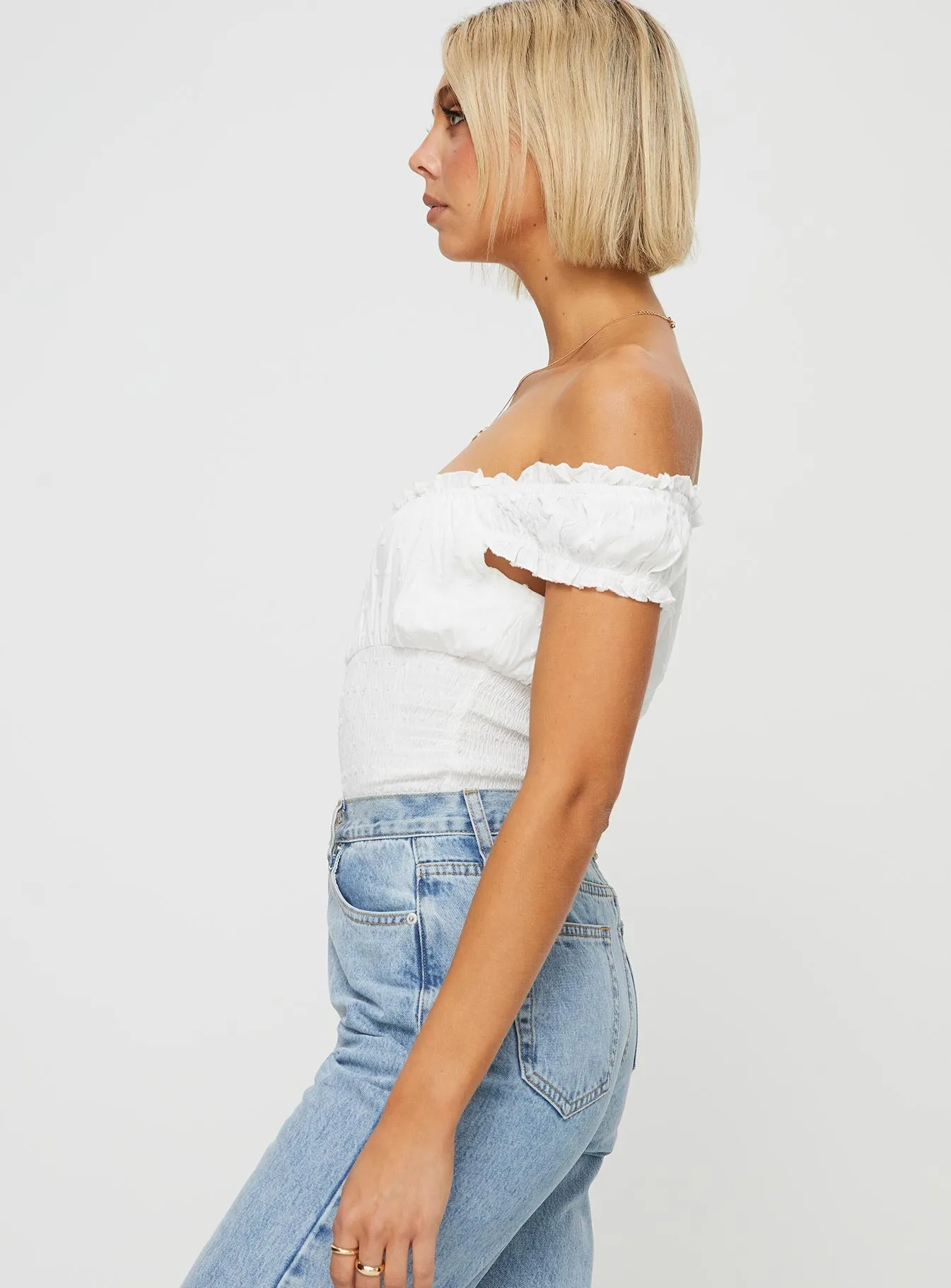 The Love Galore Bodysuit White Loose Guest Office Lightweight