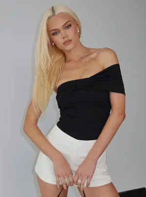 The Real Thing One Shoulder Bodysuit Black New Basic
