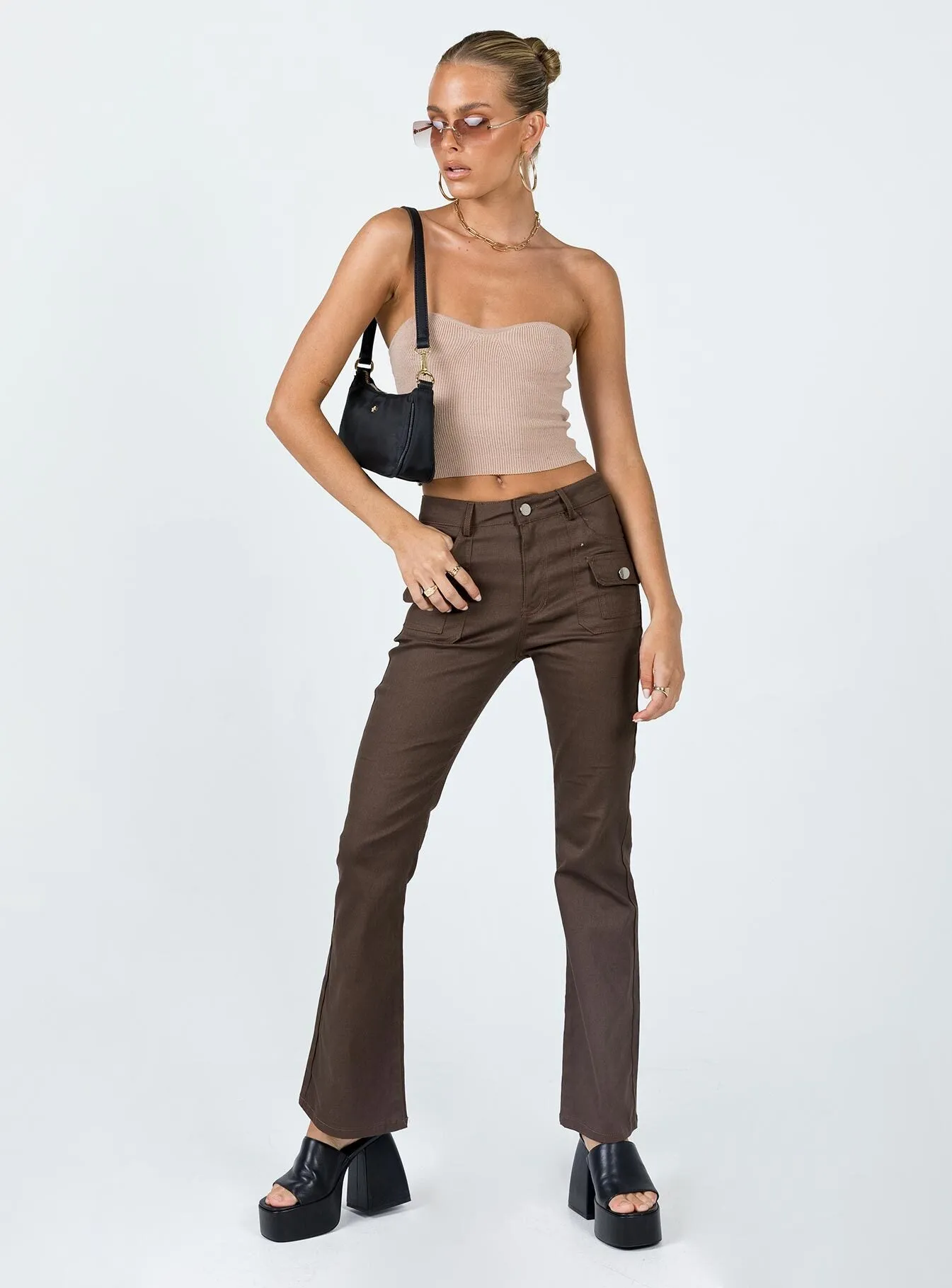 Alima Strapless Top Beige Fade Resistant Coating Long Sleeve Tee