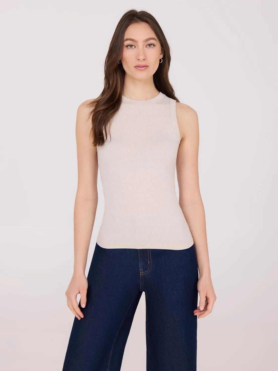 Sleeveless Ribbed Tank Top Beach Ease