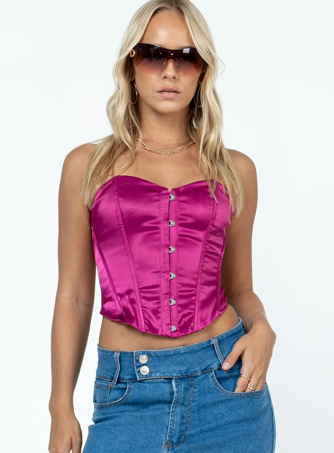 Multi Panel Cut In The Moment Strapless Top Pink