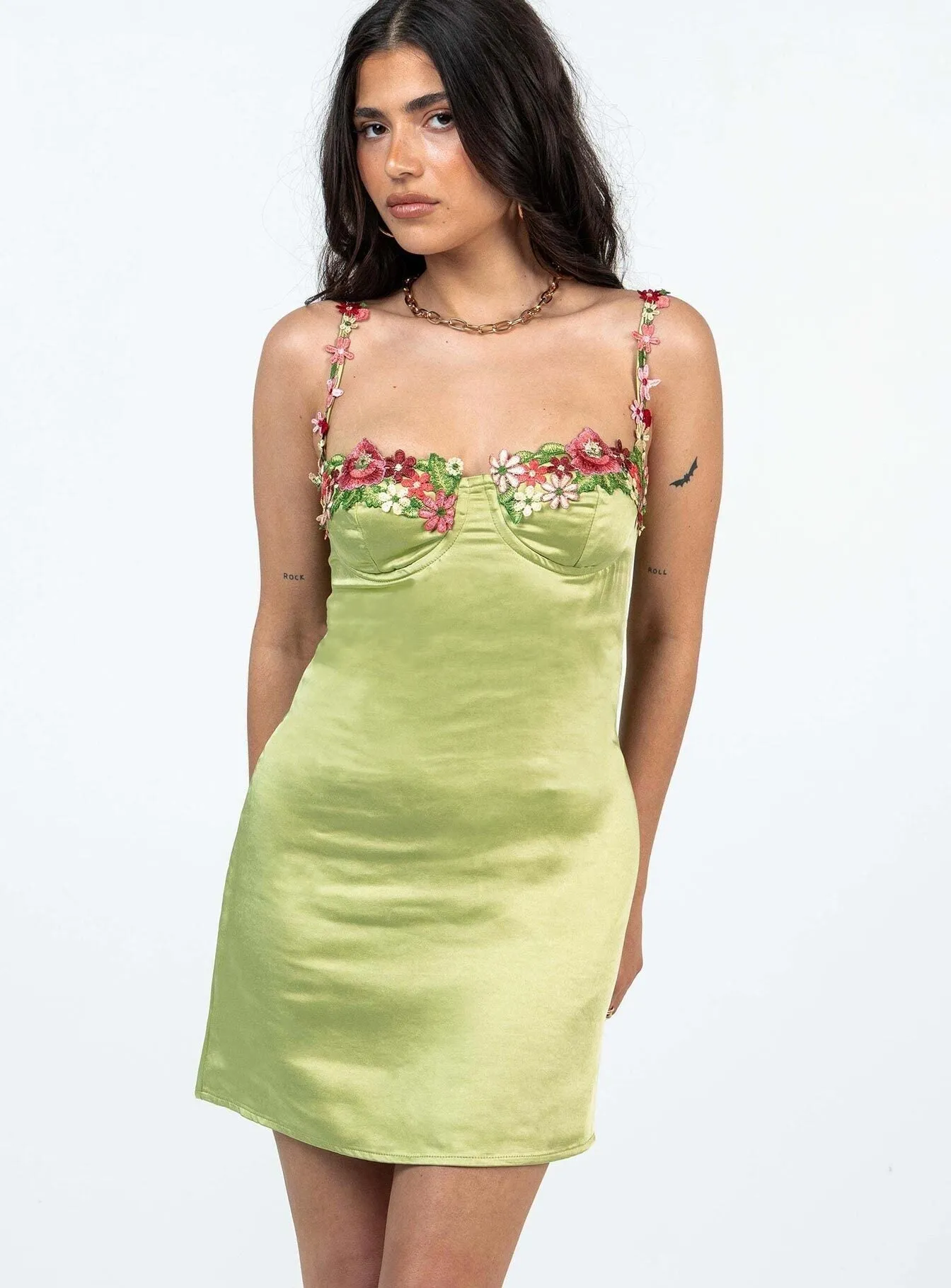 Gathered Waist Technique Dressy Cool Kenzie Mini Dress Green Petite