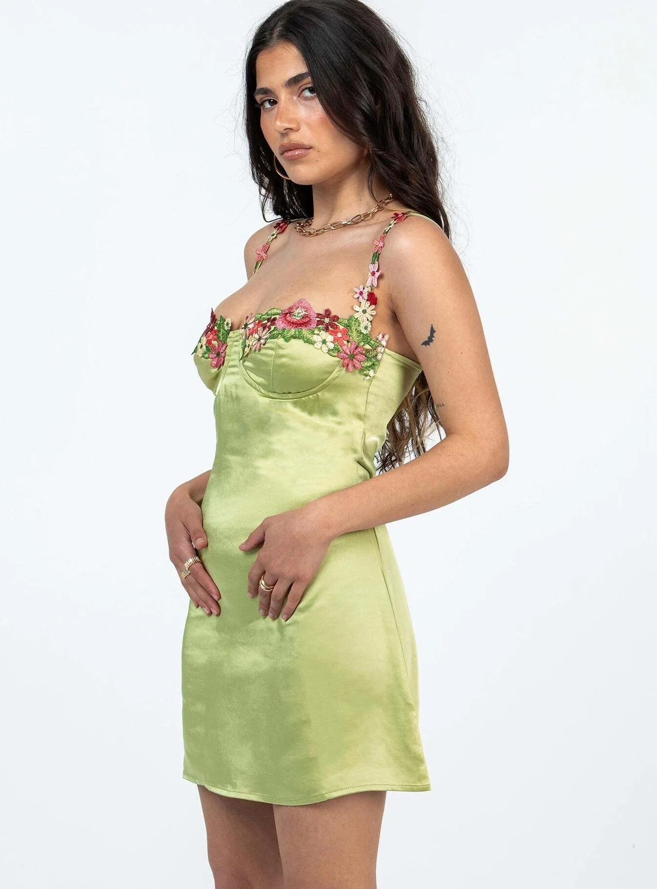 Kenzie Mini Dress Green Petite Comfortable summer outing dress