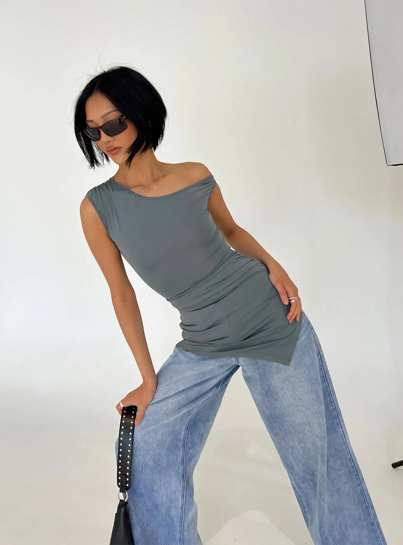 Ragan One Shoulder Mini Dress Grey Beat Glow Beat Star