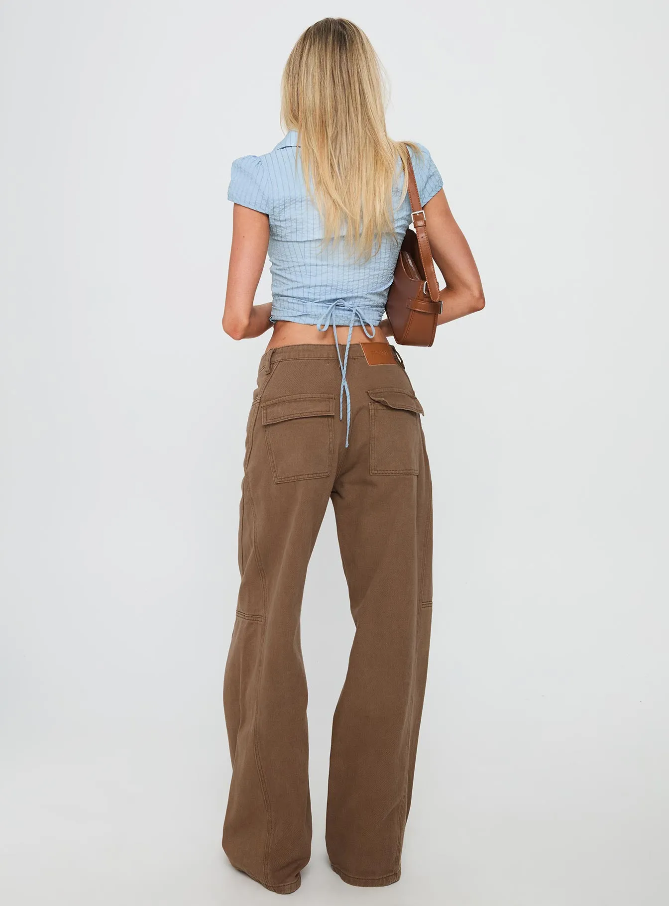 Acid Wash Effect Bruiser Mid Rise Wide Leg Jeans Brown