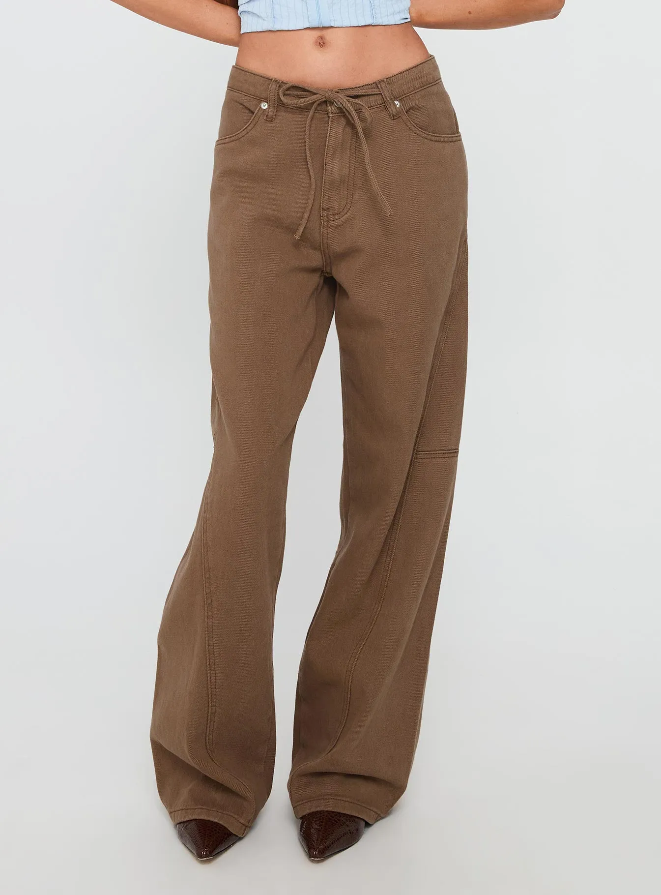 Bruiser Mid Rise Wide Leg Jeans Brown Durable Summer Vibes Modern Earthy