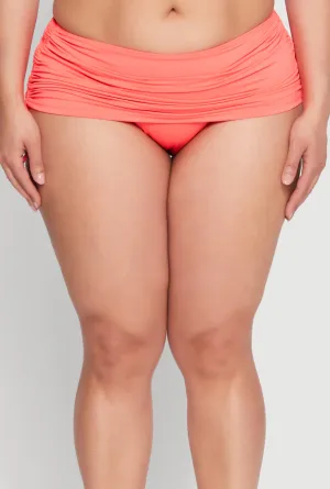 Multi Way Tie Plus Size Side Ruched Swim Skirt Flex Foam Padding