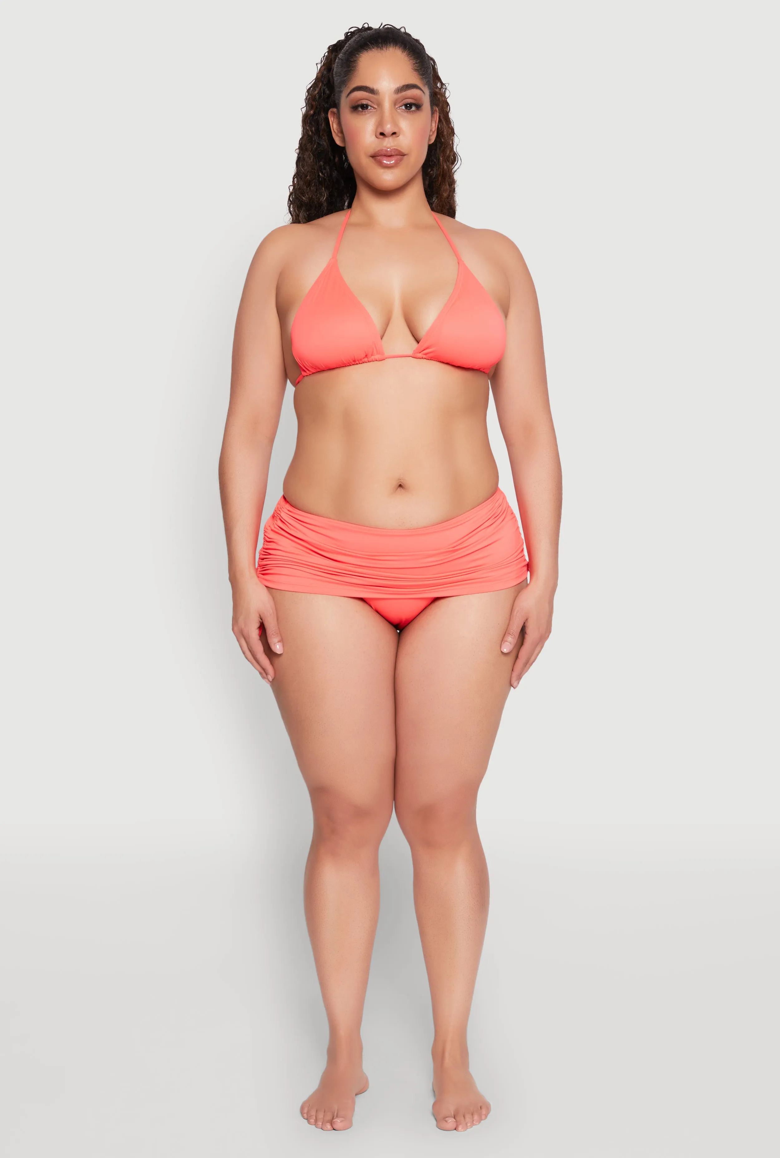 Multi Way Tie Plus Size Side Ruched Swim Skirt Anti Fade Technology Tension Control Band