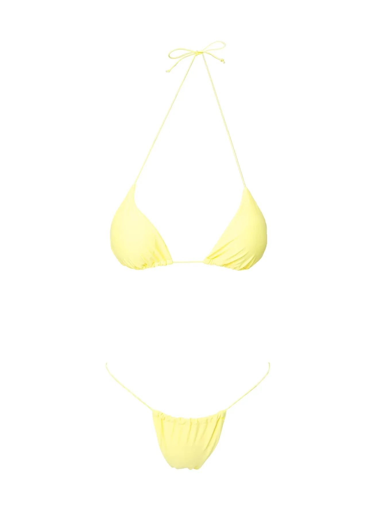 Recycled Material Blend Cross Back Strap Design Selbie Triangle Bikini Top Yellow