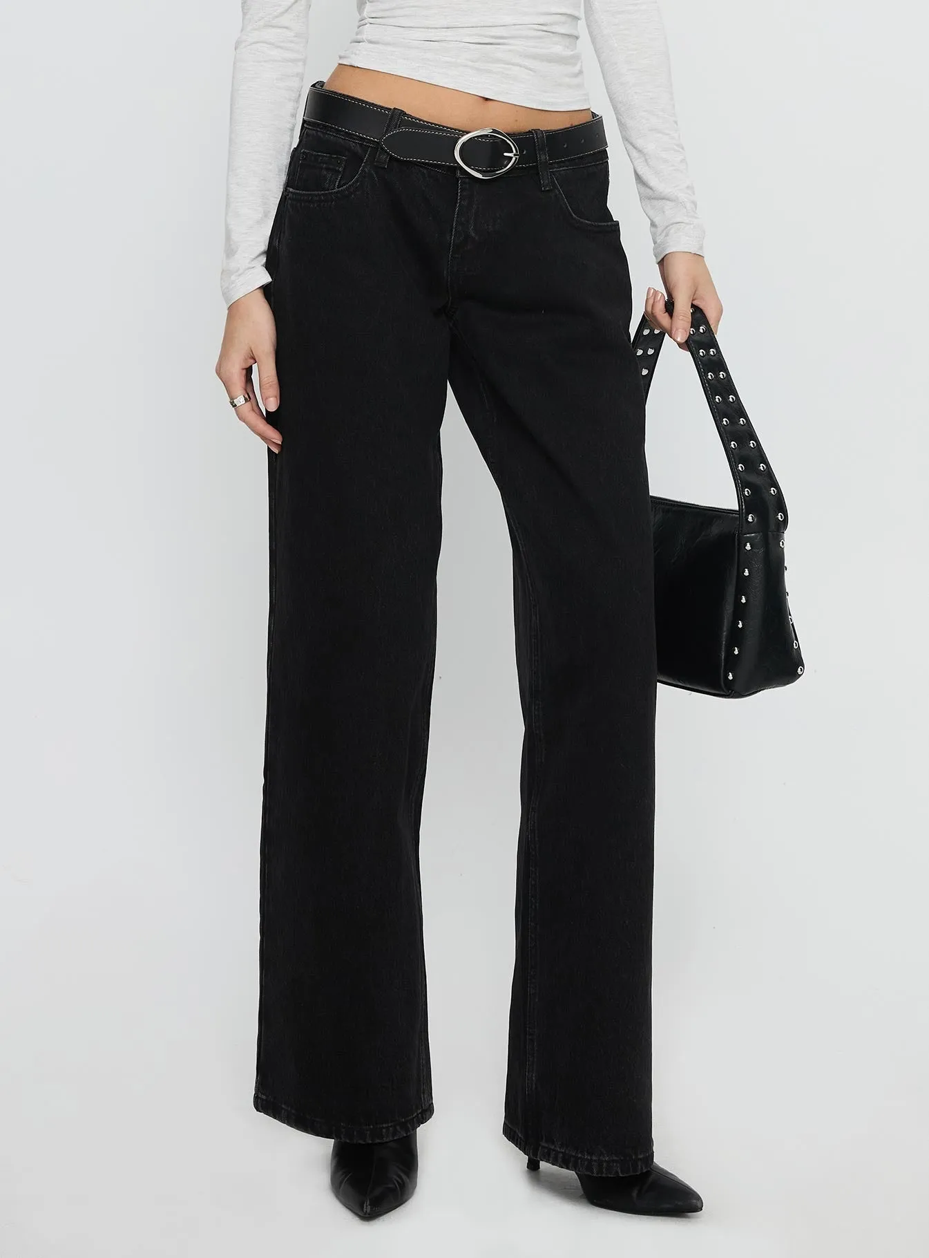 Ellanor Low Rise Straight Leg Jeans Washed Black Petite All Occasion