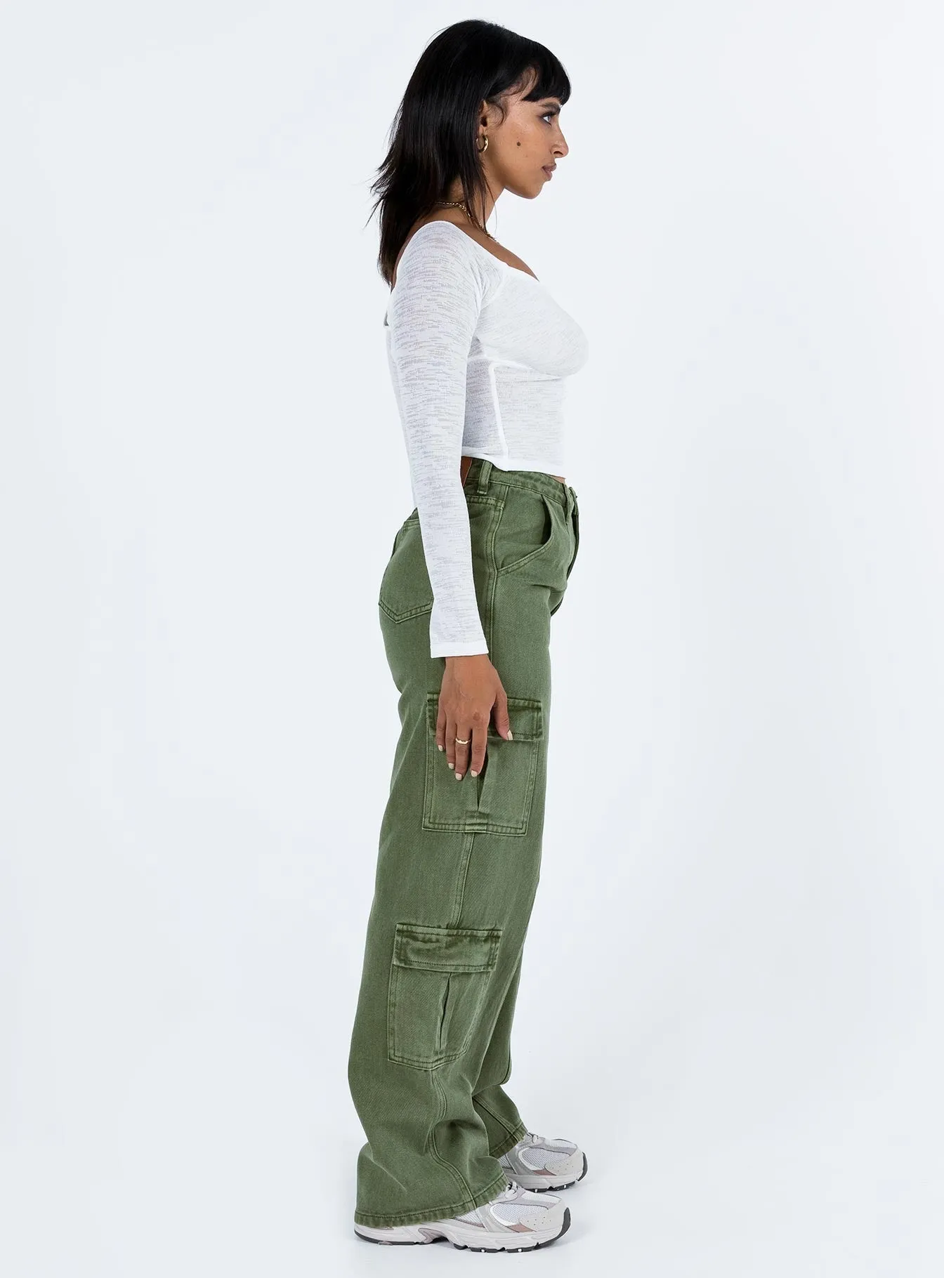 Jora Cargo Jeans Green No Fade Look