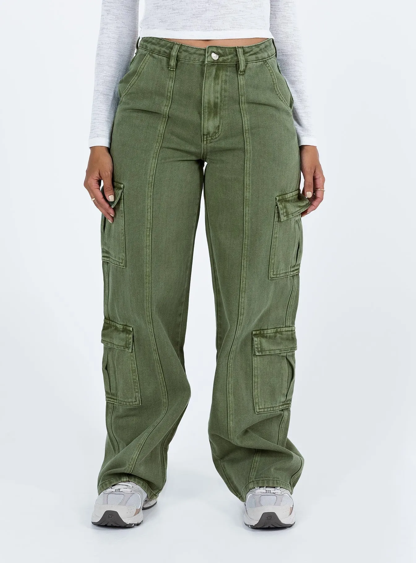 Classic Autumn Days Adult Fashion Jora Cargo Jeans Green