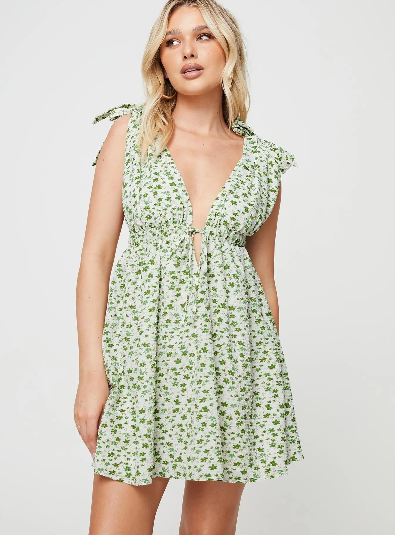 Seersucker Mini Dress Green Multi Beat Light On Trend Style