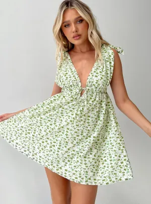 Cozy Fit Seersucker Mini Dress Green Multi