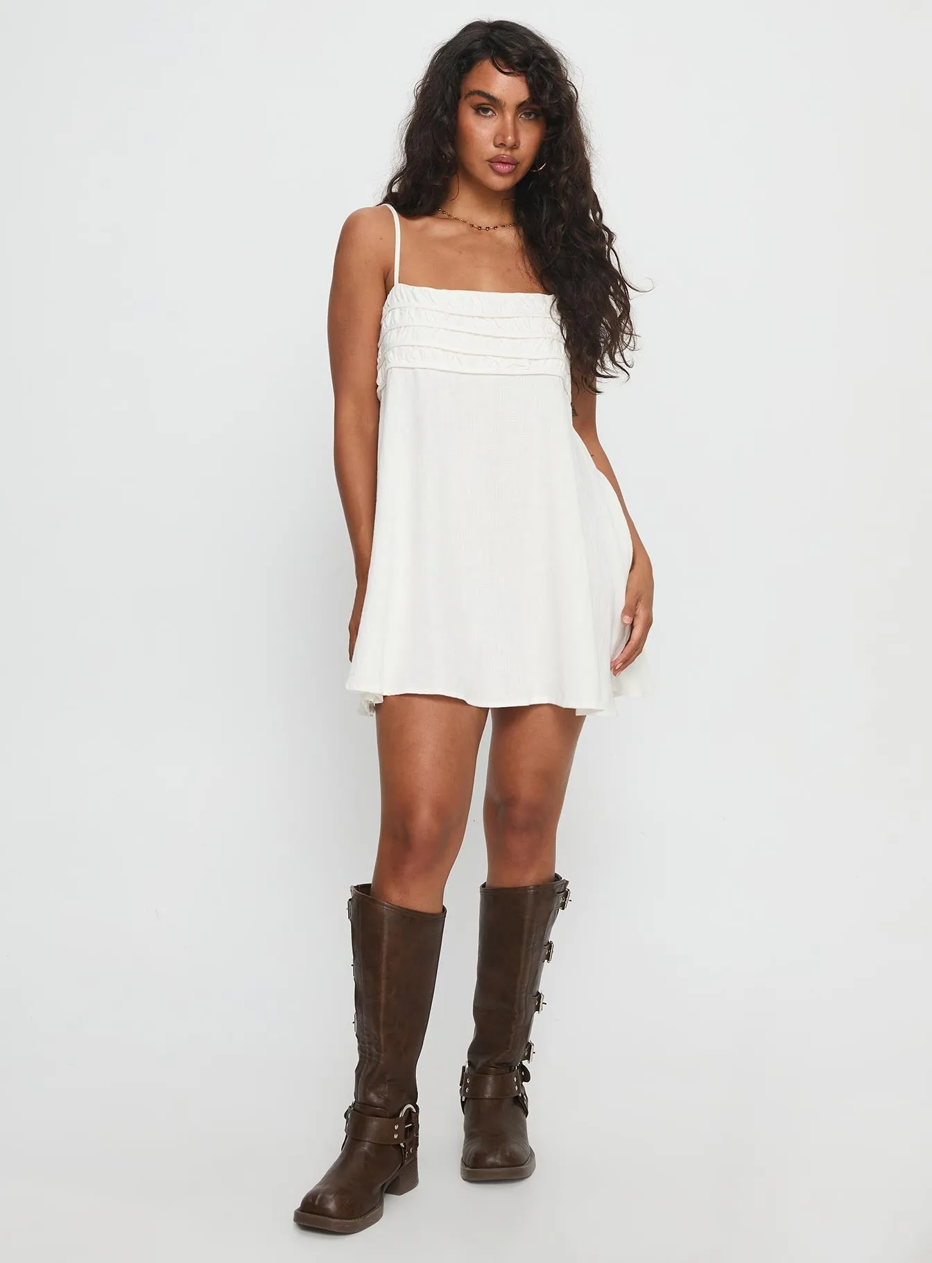 Loud Edge Chic Outfit Every Breath Linen Shift Mini Dress White