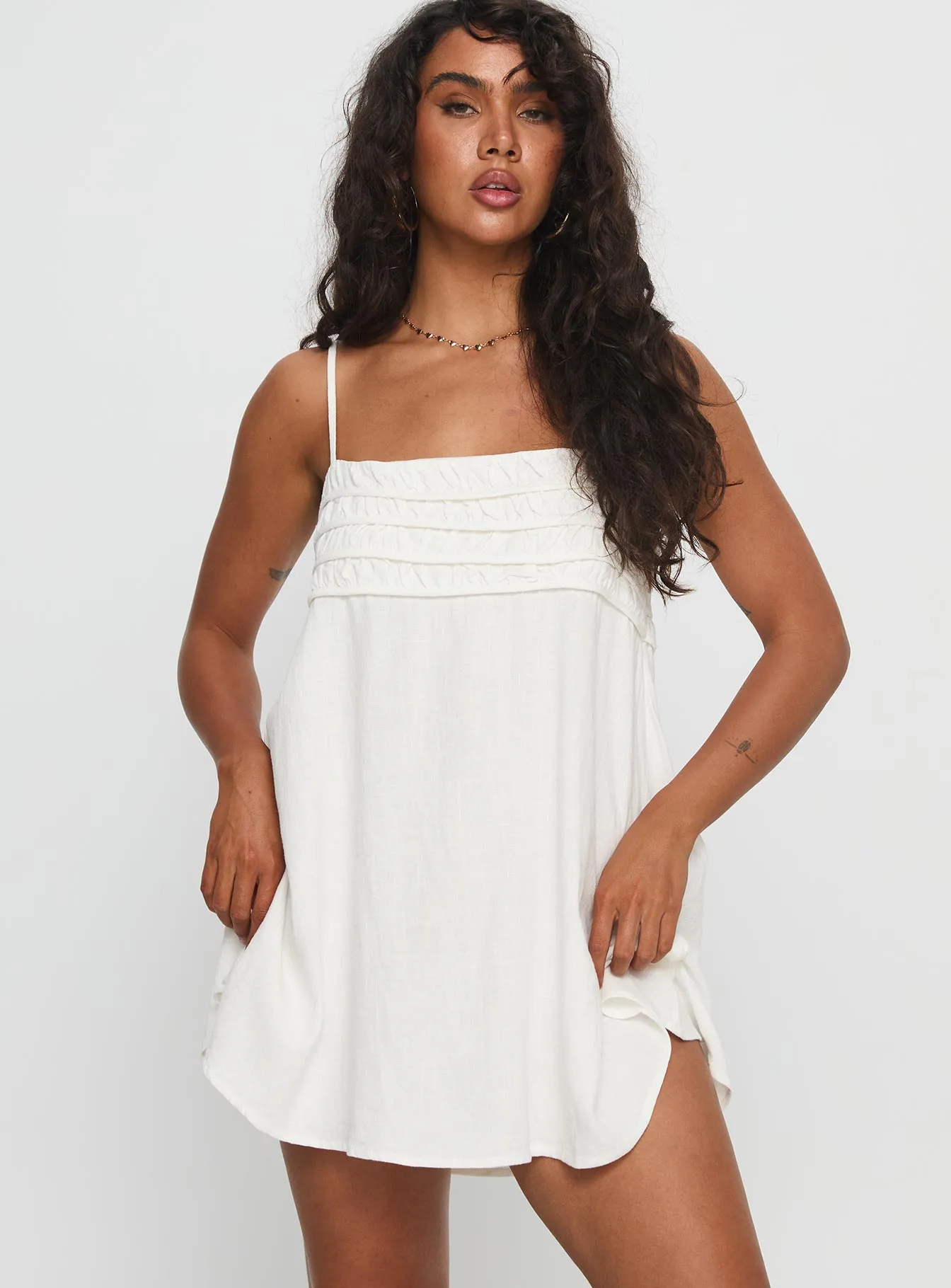 Wide Range Motion Stylish short formal dress Every Breath Linen Shift Mini Dress White