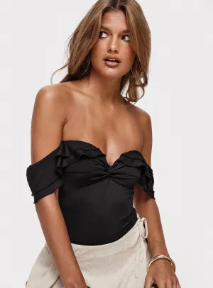 Coming Back Ruffle Bodysuit Black Gym New Urban Natural