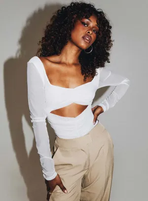Resort Vacation Dynamic Casual Kalmia Long Sleeve Bodysuit White
