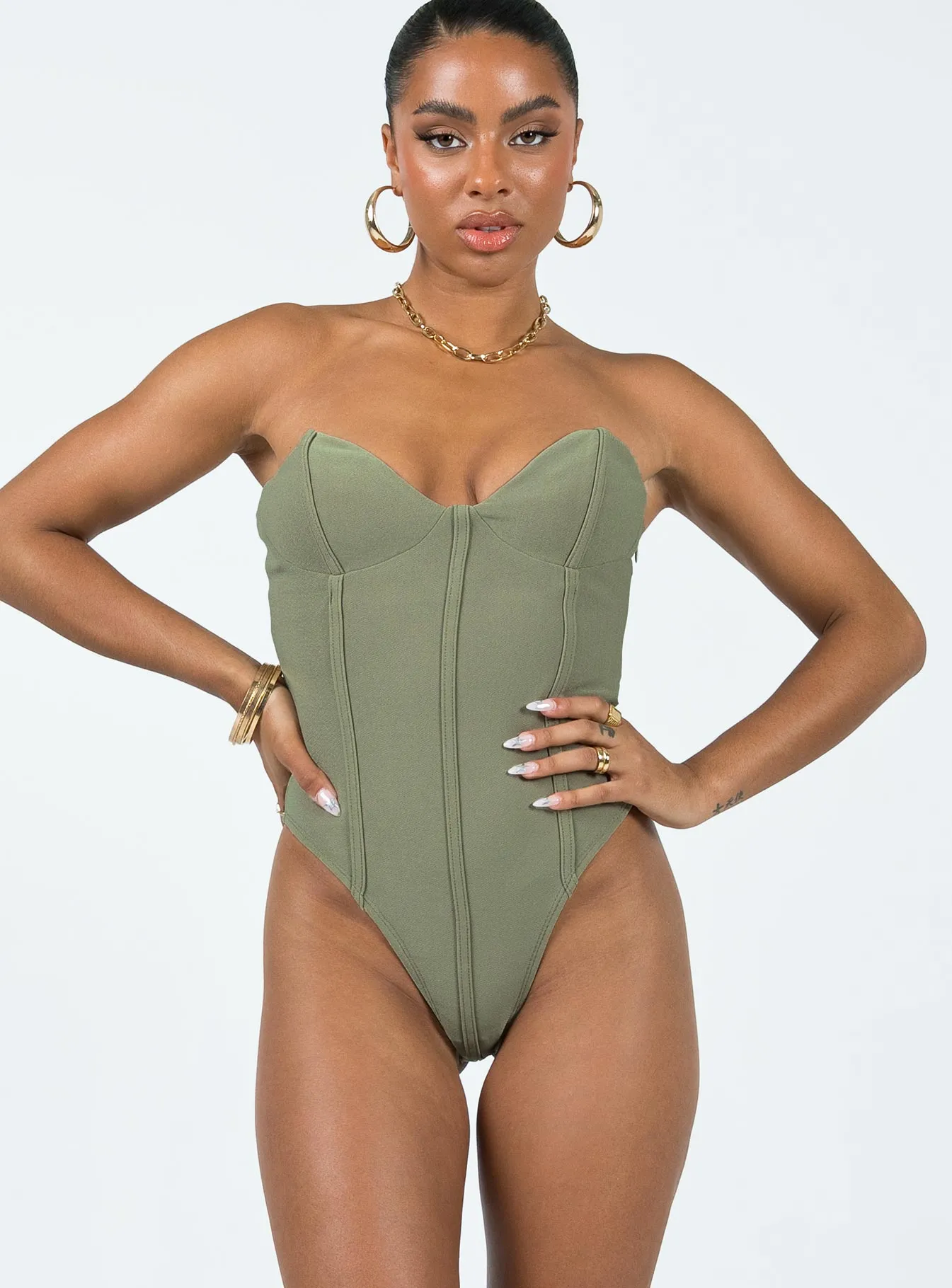 Marishka Bodysuit Khaki Hot Beach Lightweight Holiday