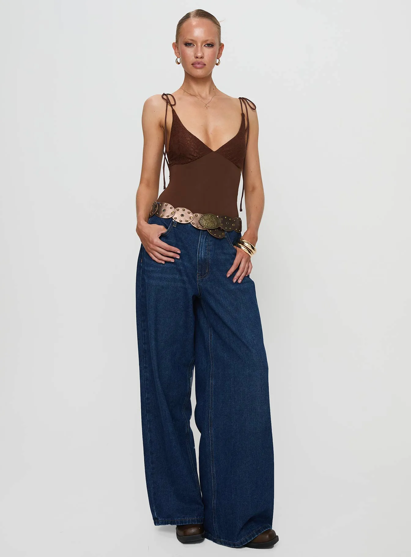 Sharp Retro Prichard Bodysuit Brown
