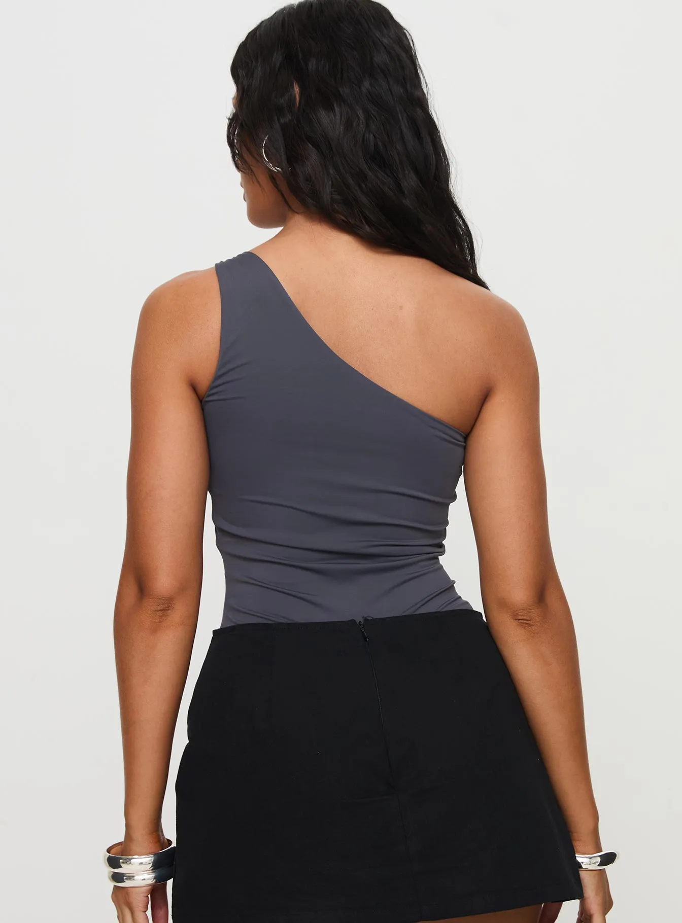 Charming Youth Classic Girl Talija One Shoulder Bodysuit Slate
