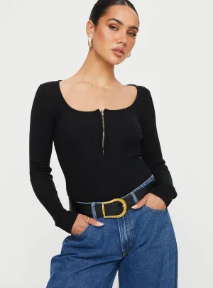 Clean Premium Zuma Long Sleeve Bodysuit Black