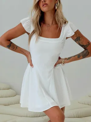 Flirty casual wear Minimalist Closure Aquaria Mini Dress White