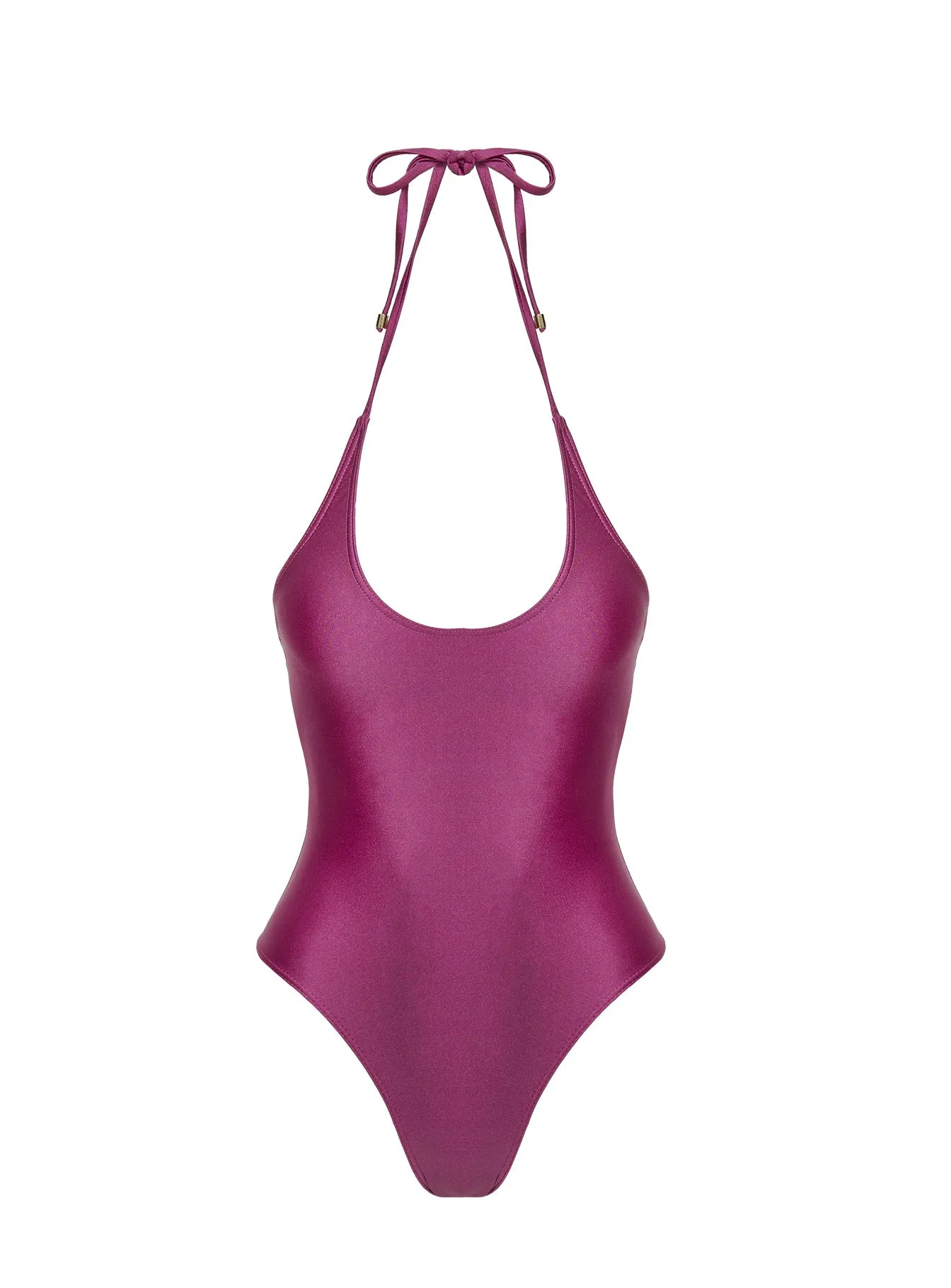 Zahra-Rose Halter Neck One Piece Mauve Stretch Recovery Fabric